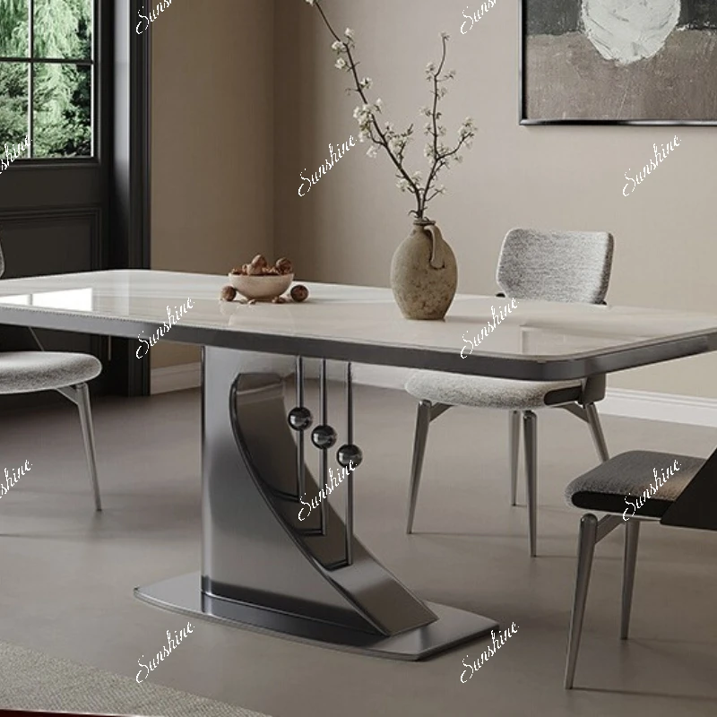 Slate dining table Household modern simple rectangular natural microcrystalline stone marble dining tableXX