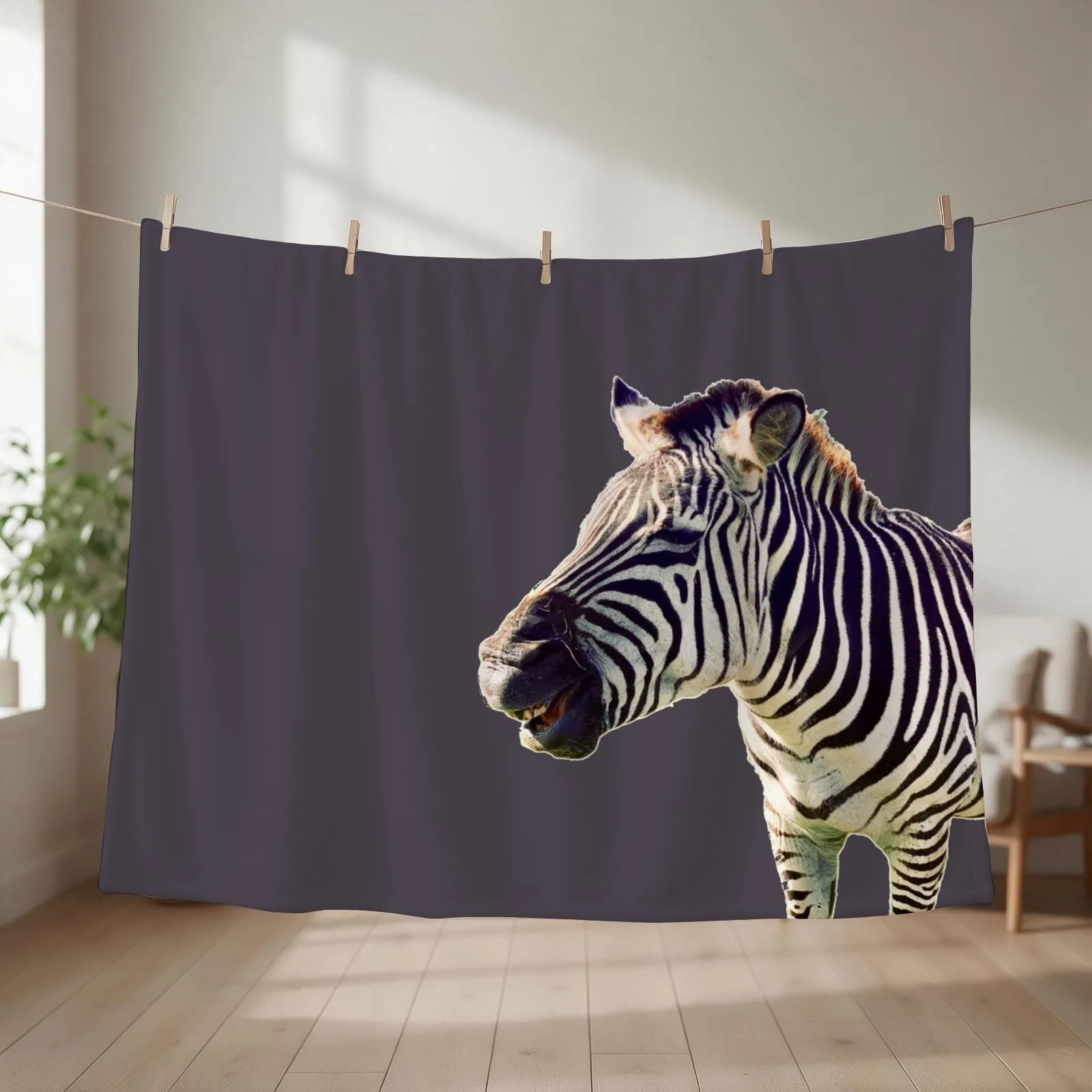 This zebra is having a real laugh Throw Blanket Sofas Hair Custom Single Blankets