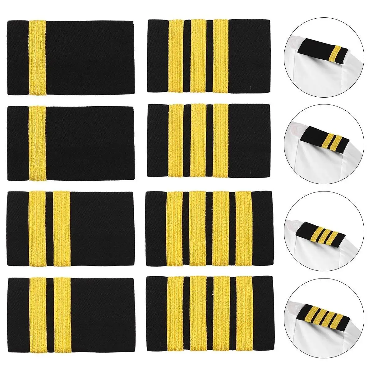 1 Pair Clothing Decor Epaulettes Professional Pilots Uniform Epaulets 4 Bars Shirts Craft Garment DIY Accessory Shoulder Badges