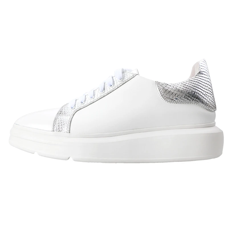 

New Thick Sole White Shoes Men Casual Fashion Outdoor Hiking Genuine Leather Derby Shoes Male Platform Sneakers Youth