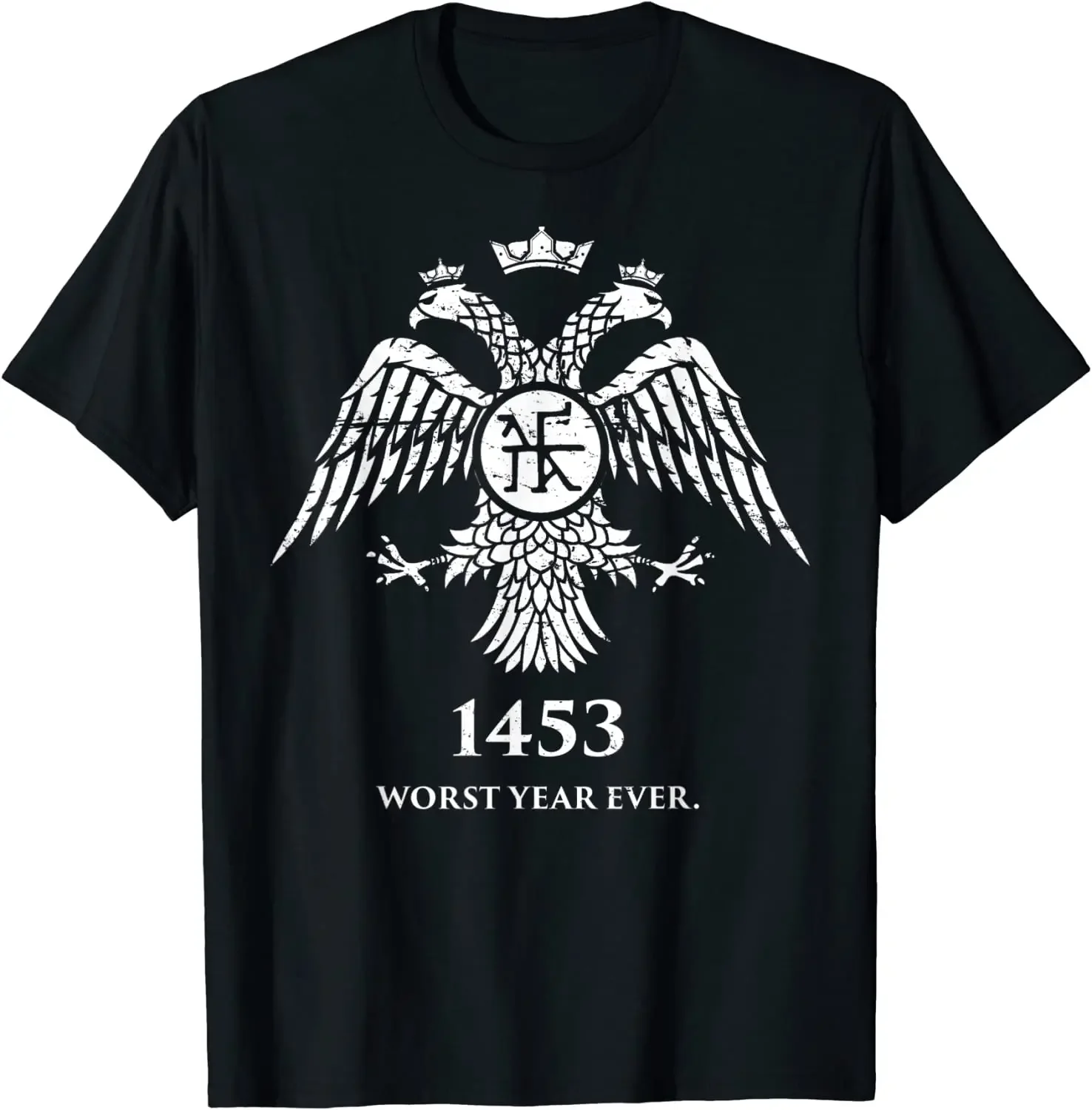 

1453 WORST YEAR EVER - забавная мужская футболка Fall of Constantinople, византийская, с коротким рукавом, повседневная хлопковая футболка с круглым вырезом
