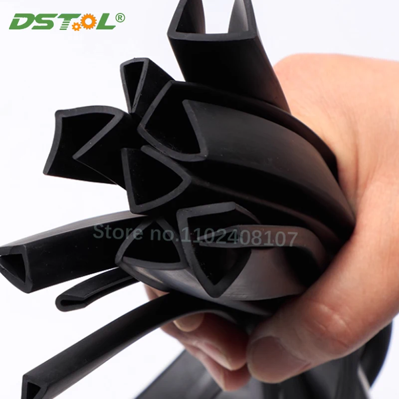 Black Fillet/Flat U-Type Rubber Strip Edge Sealing Strips Card Slot 1-12mm