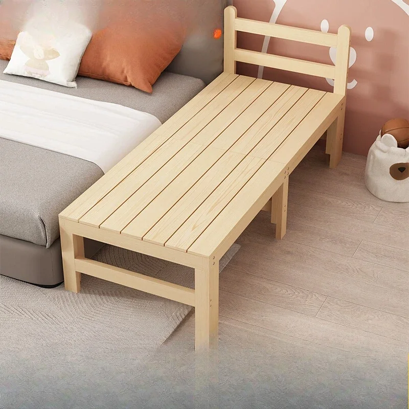 

Splicing bed Wide bedside Solid wood children's with guardrail Adults can sleep single small Crib Splicing large bed