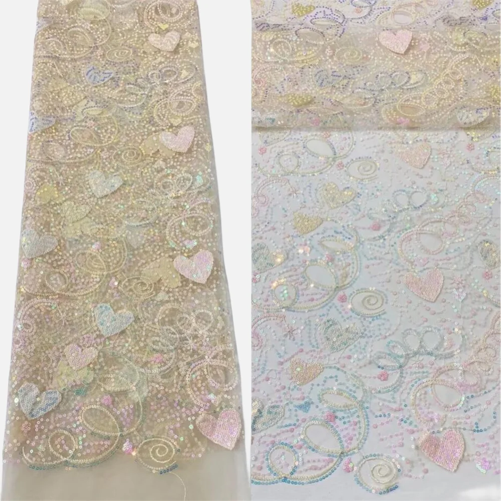 

African Lace Fabric French Lace Fabric SYJ-1088967 High Quality Tulle Embroidered Sequins Lace Fabric for Designer Dress
