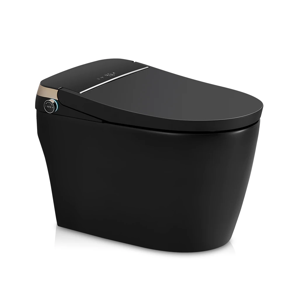 New Design Intelligent Toilet Bowl Foot Automatic Sensor Electronic Flush Black Smart Toilet