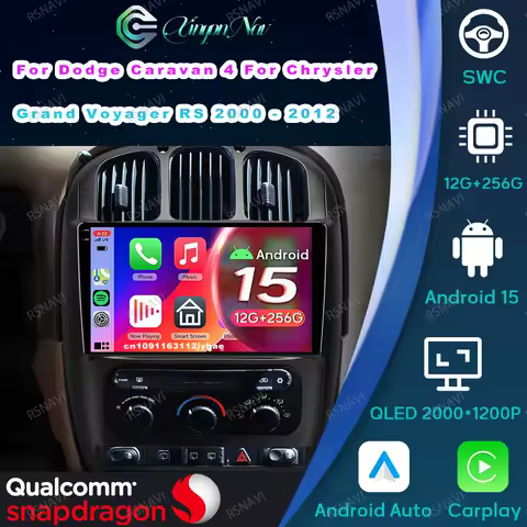 Android 15 Car Radio For Dodge Caravan 4 For Chrysler Grand Voyager RS 2000 2001 - 2012 Tesla Model Y Junwiper Mercedes W205 RDS