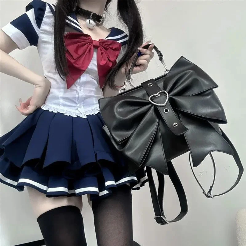 Y2K Bow Tote Bag Itabag Sweet Kawaii Shoulder Bag Handbag High Capacity Student Girl High Street Tote Bag Cute Backpack Handbag