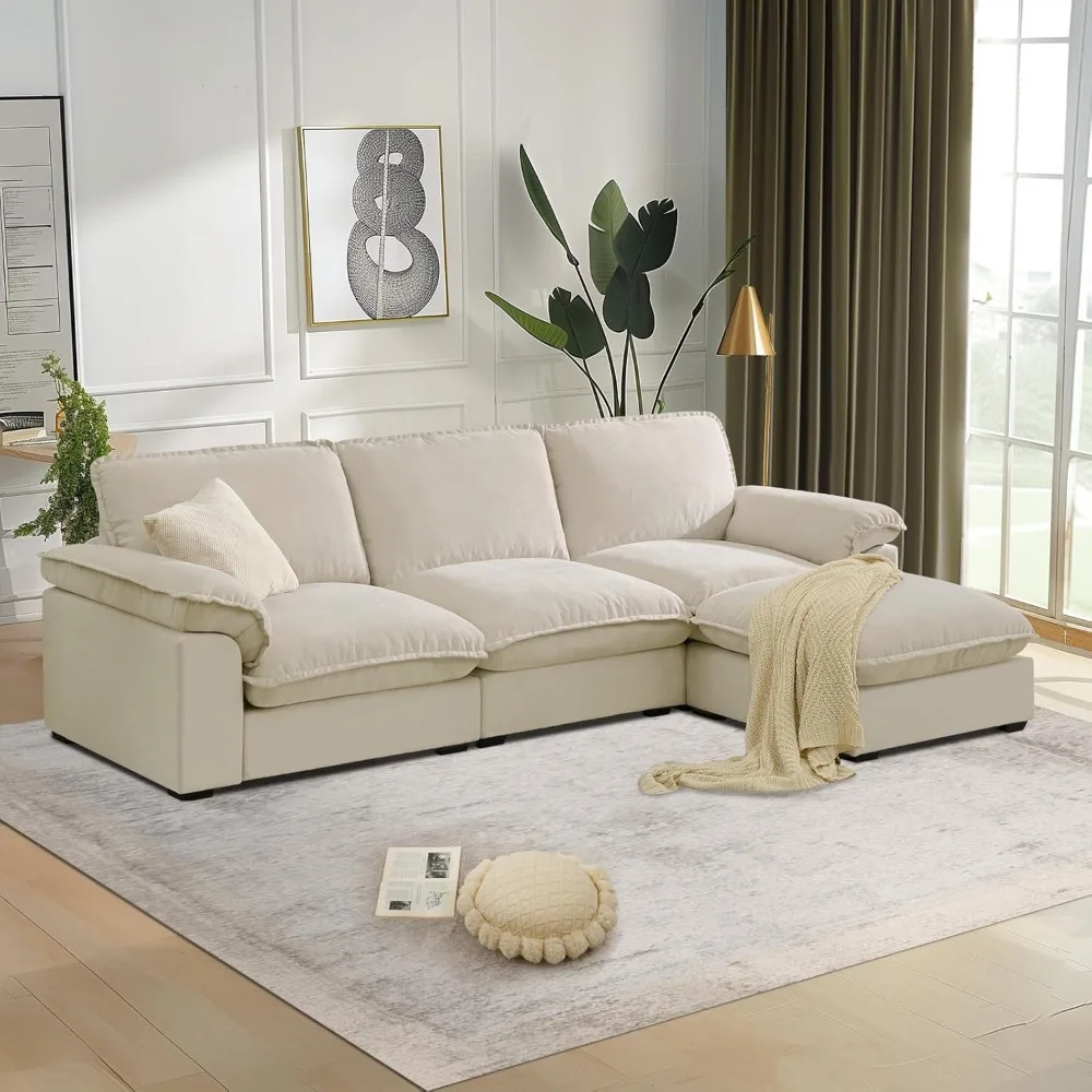 

Modular Sectional Sofa Deep Seat Cloud Couch with Reversible Chaise L Shaped Couch with Padded Armrests, sofa