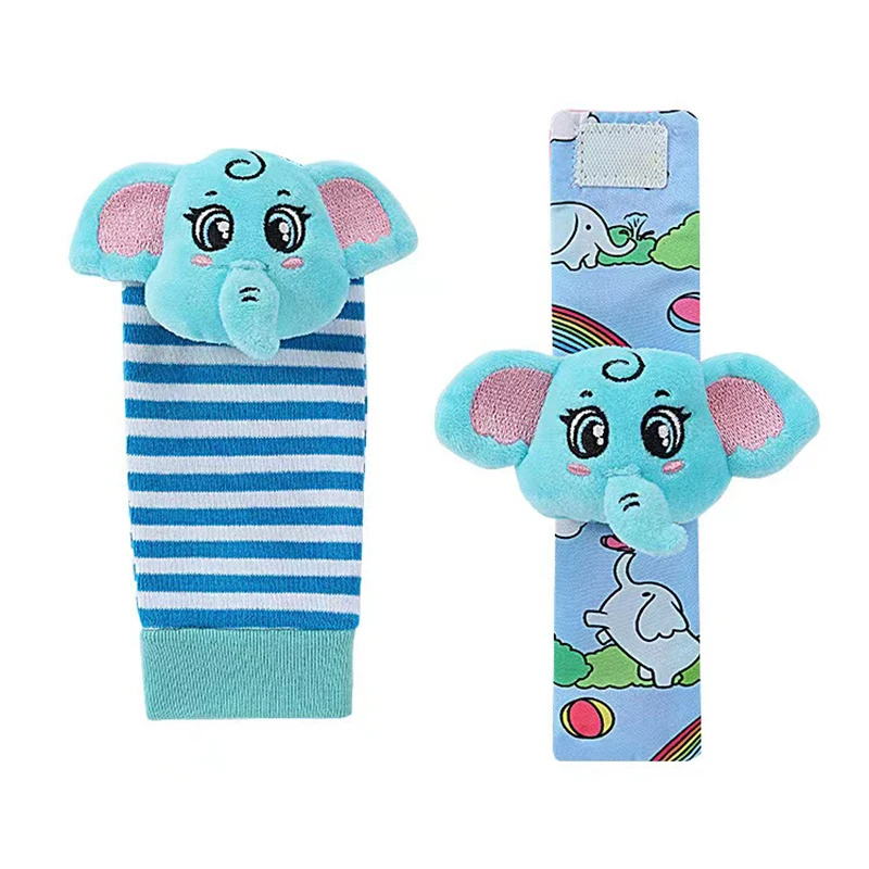 0-24 Months Baby Rattles Soft Plush Socks Foot Wrist Rattle Set Cartoon Newborn Development Educational Sets For Children Baby