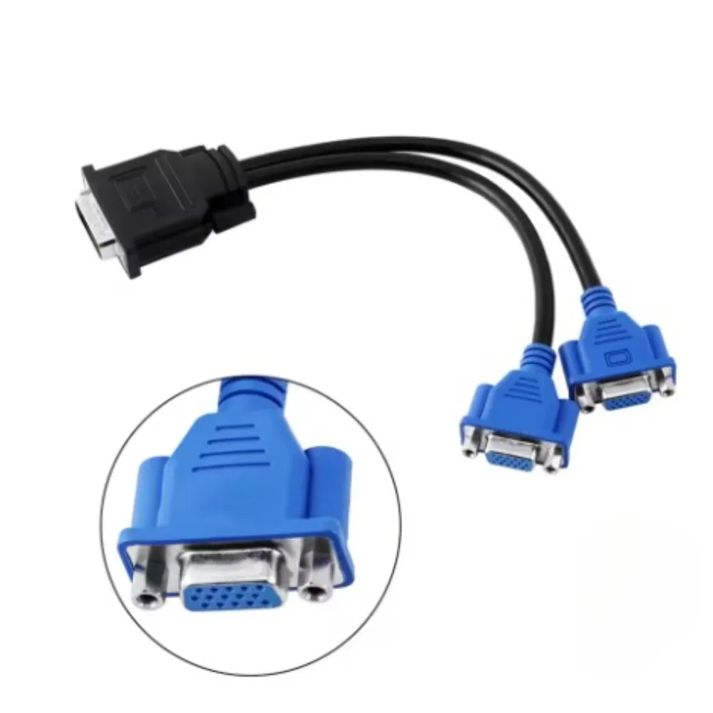 15 Pin Female DMS-59 Splitter Adapter Dual Output Practical Video Splitter Cable DVI To VGA Adapter Video Duplication