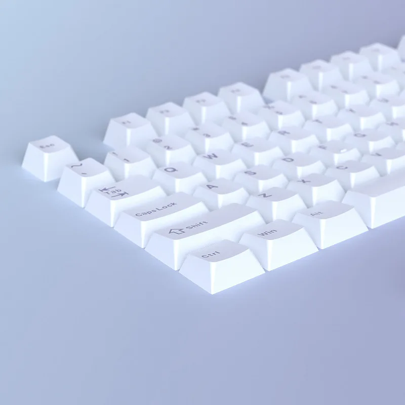 White keycap made of PBT material with regular engraving, complete set of 126 keys, original factory height dual color