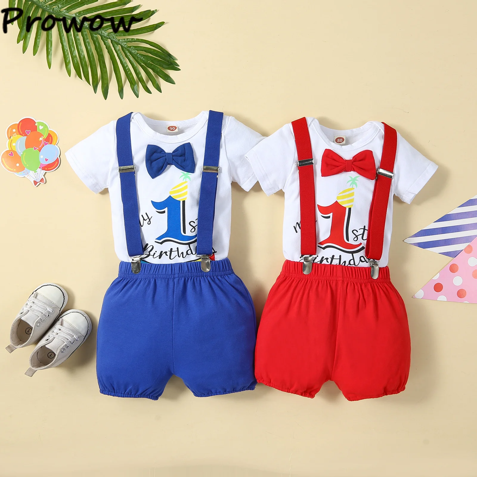 Geburtstagsoutfits für Jungen: Set mit Ballon-Buchstaben "1" Body und Y-Back-Trägerhose, 1. Geburtstag Baby Cake Smash Kleidung – Detail 22