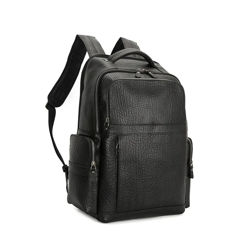 15.6 Inch Laptop Bag Full Grain Leather Backpack for Men Bookbag Business Mens Computer Shoulder Bags