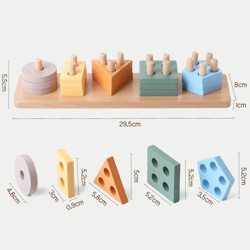 Montessori Houten Sorteren En Stapelen Speelgoed Educatief Leren Voorschoolse Kleurherkenning Vorm Sorter Puzzels Voor Kinderen Geschenken