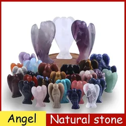 1.5inch Natural Healing Crystal Angel Hand Carved Crystal Angel Figurine Skull Healing Gift Home Office Lucky Decoration