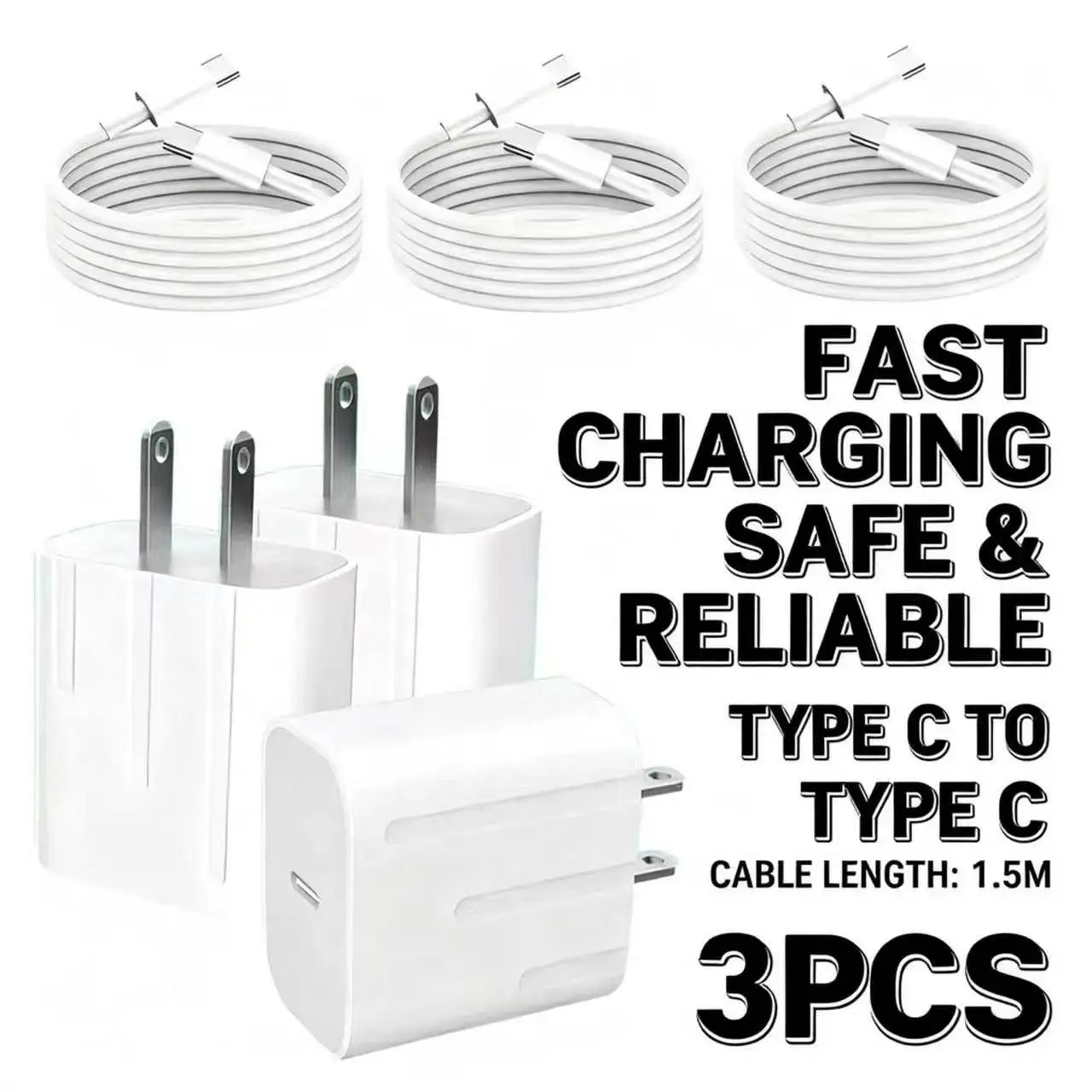 

Быстрое зарядное устройство USB-C PD 20 Вт с кабелем Type-C, быстрая зарядка для 15/16/17 Pro Max, iPad Pro/Air