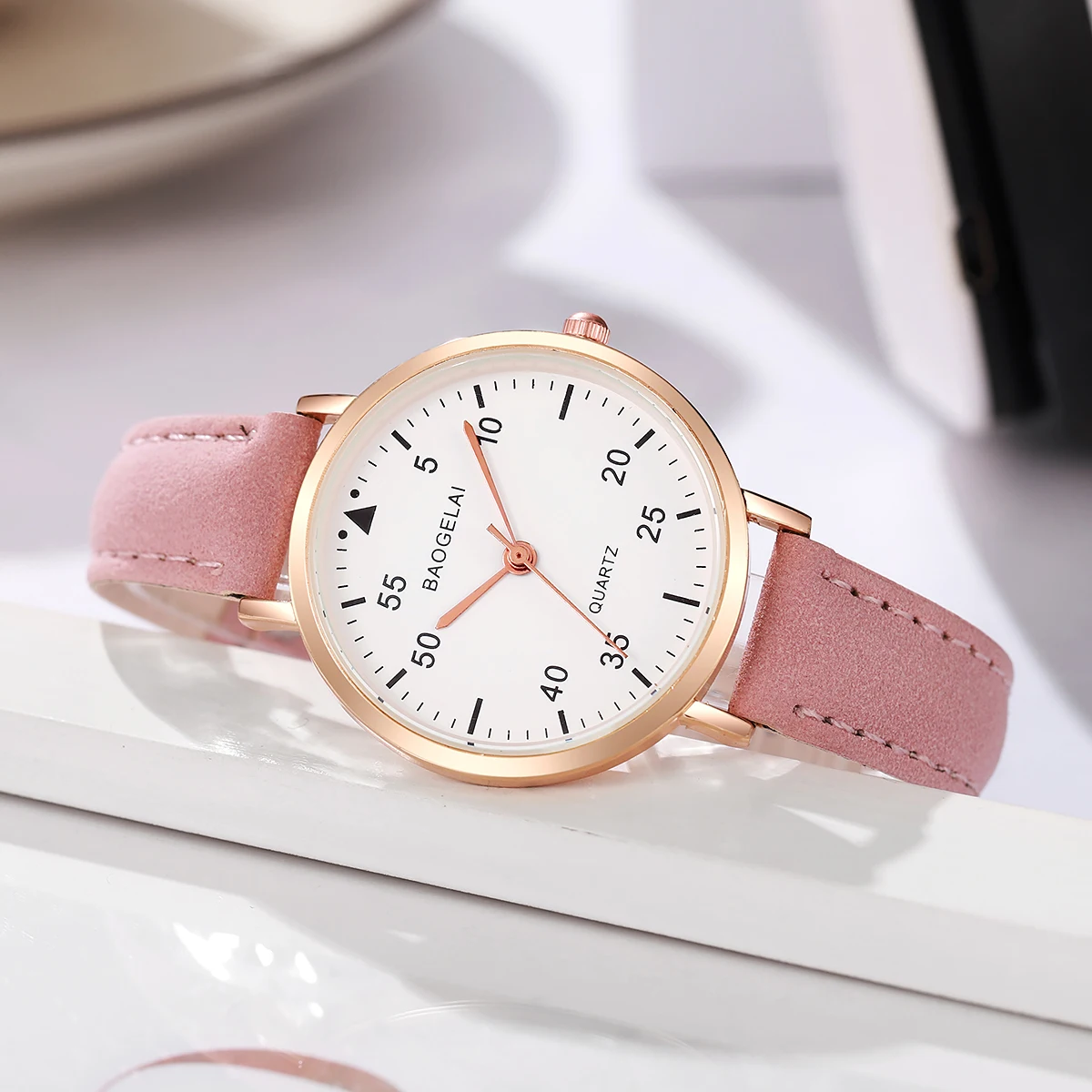 Fashion Women Simple Arabic Digital Dial Frosted Strap Quartz Belt Watch