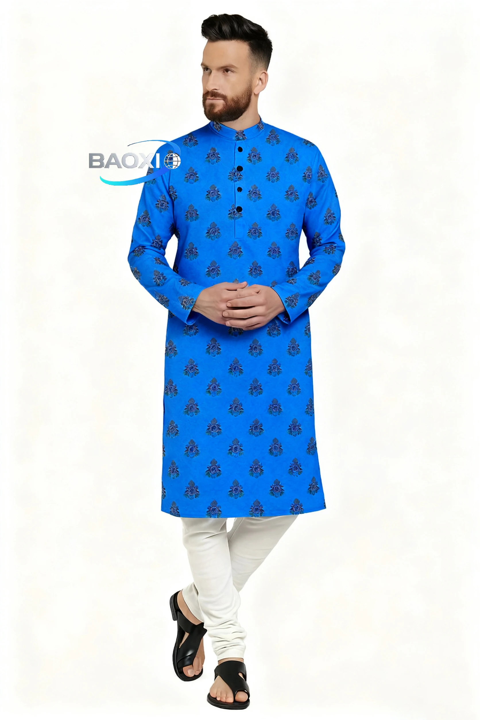 Kurt men's printed pattern kurta vardha fashionable and comfortable fit long robe suitable for all occasions2026