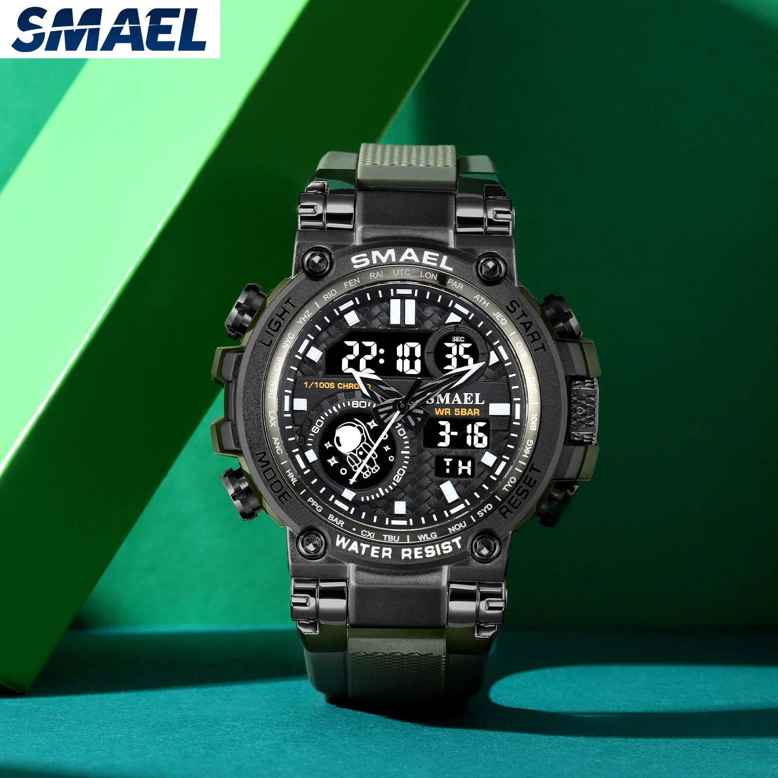 SMAEL 8093 Men's Dual Display Sport Watch – 50M Waterproof LED Alarm Chronograph Stopwatch