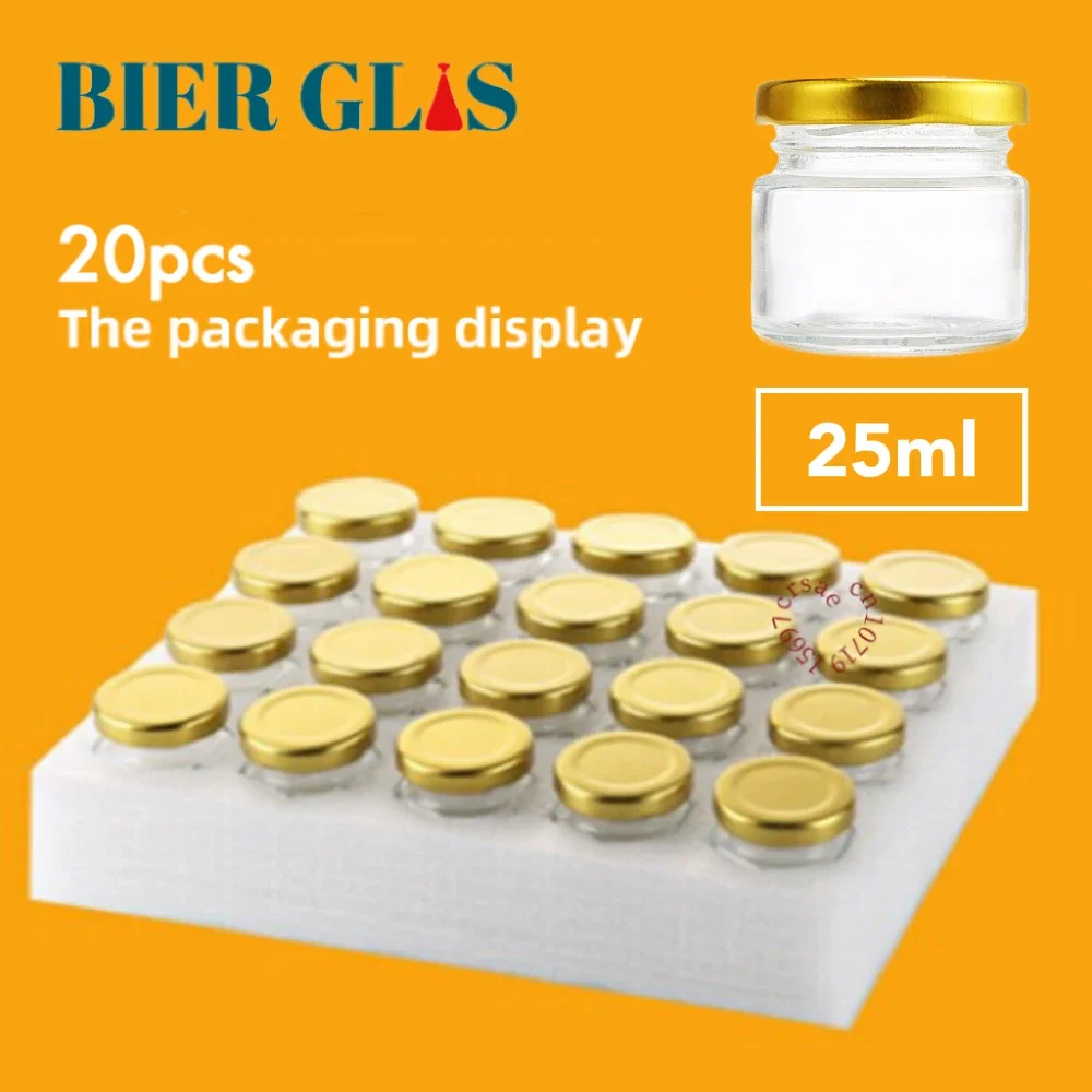 25ml Small Honey Jar Wedding Gift Guest Mini Glass Pot with Lid for Jam Label Sticker Bottles Container Storage Lots Wholesale