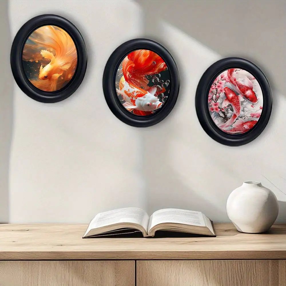 Koi fish that always brings good luck Wooden Elliptical Photo Frame, Perfect for Home & Holiday Decoration, Great Gift Choice