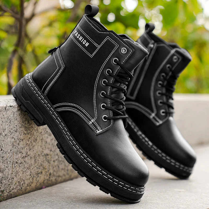 

Осень-зима 2024, новые мужские модные повседневные мужские ботинки, уличная черная модная универсальная повседневная обувь, удобная мужская обувь