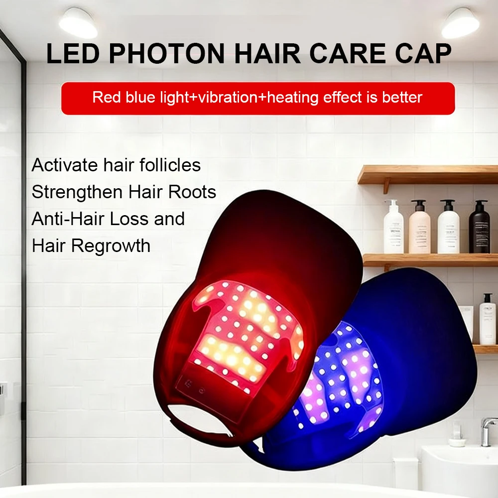 العلاج بالضوء الأحمر للشعر غطاء النمو السريع جهاز العلاج بالضوء الأحمر والأشعة تحت الحمراء لعلاج تساقط الشعر مع شحن USB المضاد للشعر #1