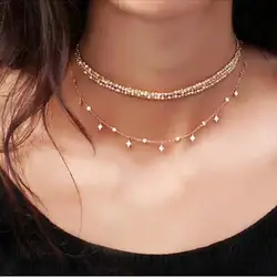 Moonstones CZ Station Jewelry Chain Elegant Women Stunning Lovely Necklace Fashion Modern Faced Stone Chic Necklaces
