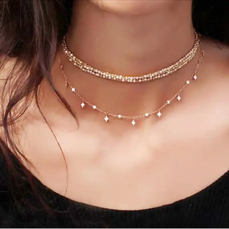 Moonstones cz station biżuteria łańcuszek eleganckie kobiety oszałamiająca piękny naszyjnik moda nowoczesny kamień w obliczu Chic naszyjniki