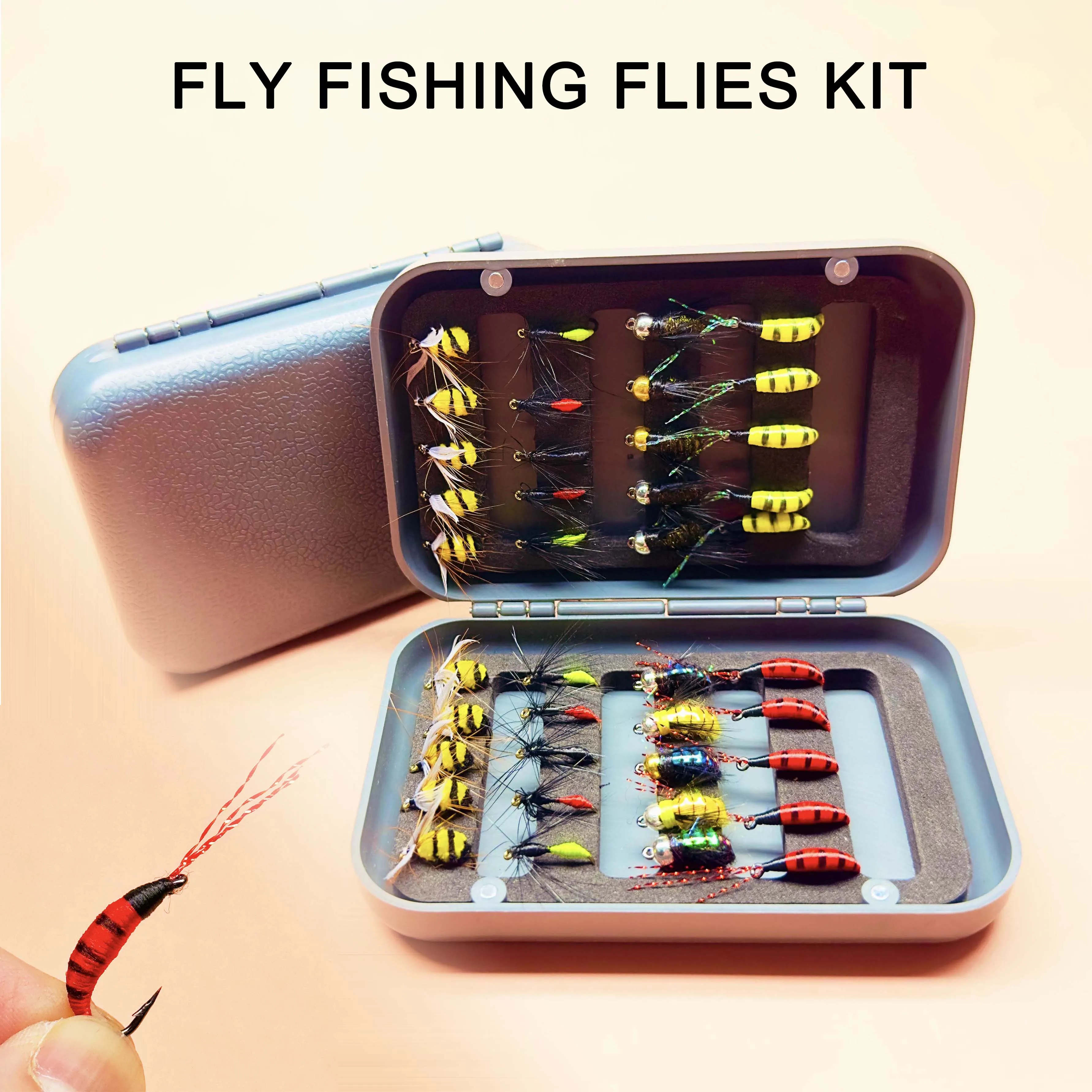 

40Pcs Kit Fly Fishing Flies Fly Fishing Dry/Wet Flies Assortment Realistic Insect Lure Artificial Bait Kit