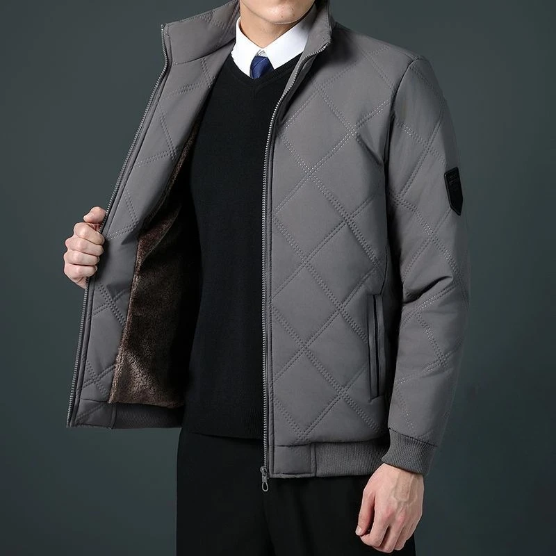 

​Men's Winter Quilted Jacket Fleece Lined Thickened Cotton Coat with Hood Warmth Comfort for Active Lifestyle Trendy Design​