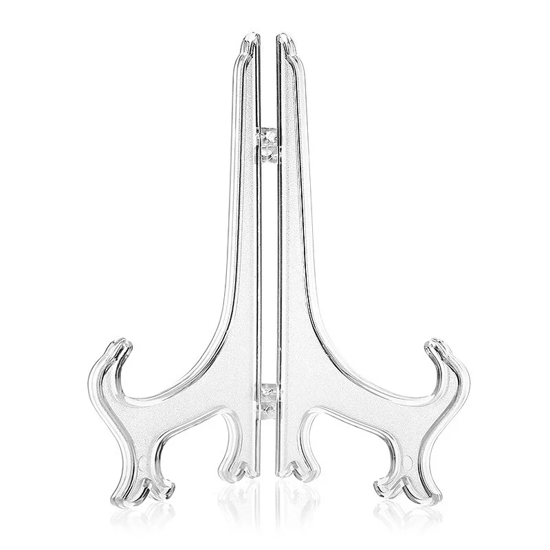 

10 шт., пластиковая прозрачная мольбертная тарелка, держатель для ювелирных аксессуаров, подставка для дисплея, украшение для рабочего стола, фоторамка, подставка для фотографий