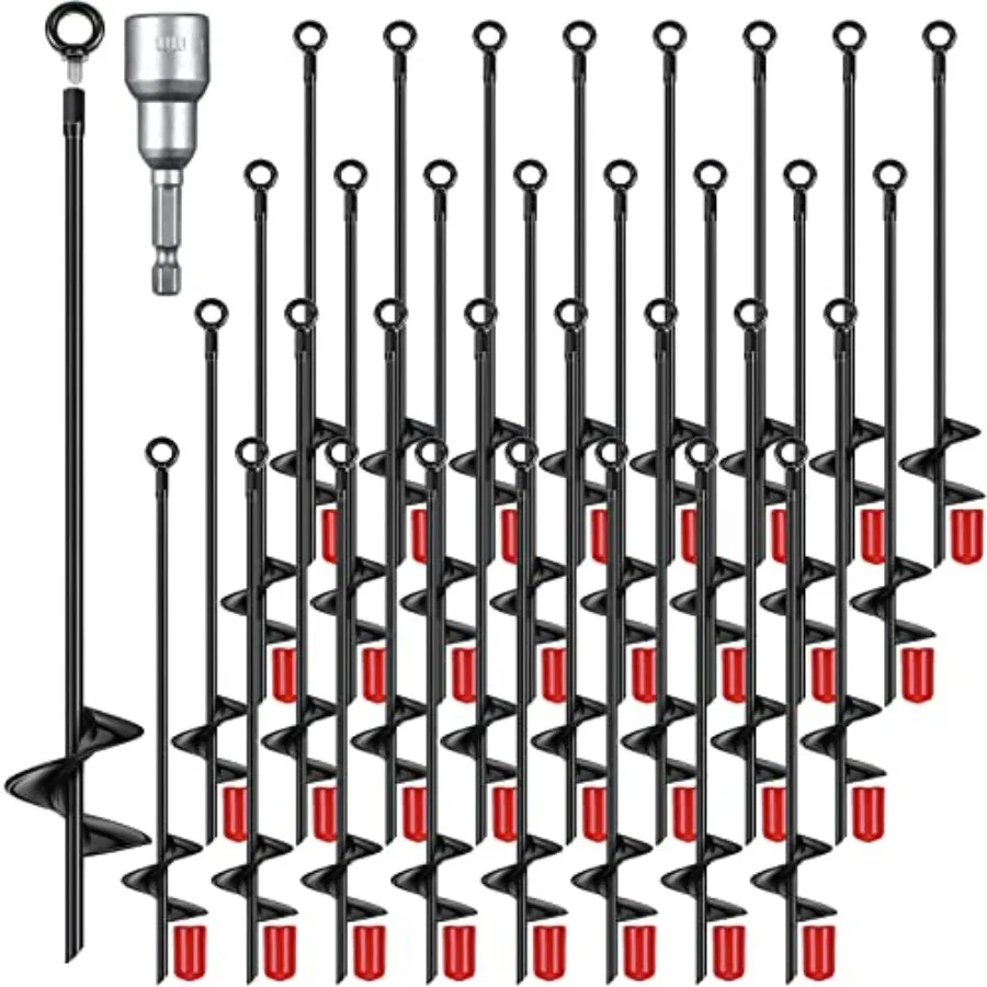 

12 Pcs 18 Inch Ground Anchor Spiral Blade Heavy Duty Earth Anchors for Securing Garden Structures Including Swing Sets Metal Sh