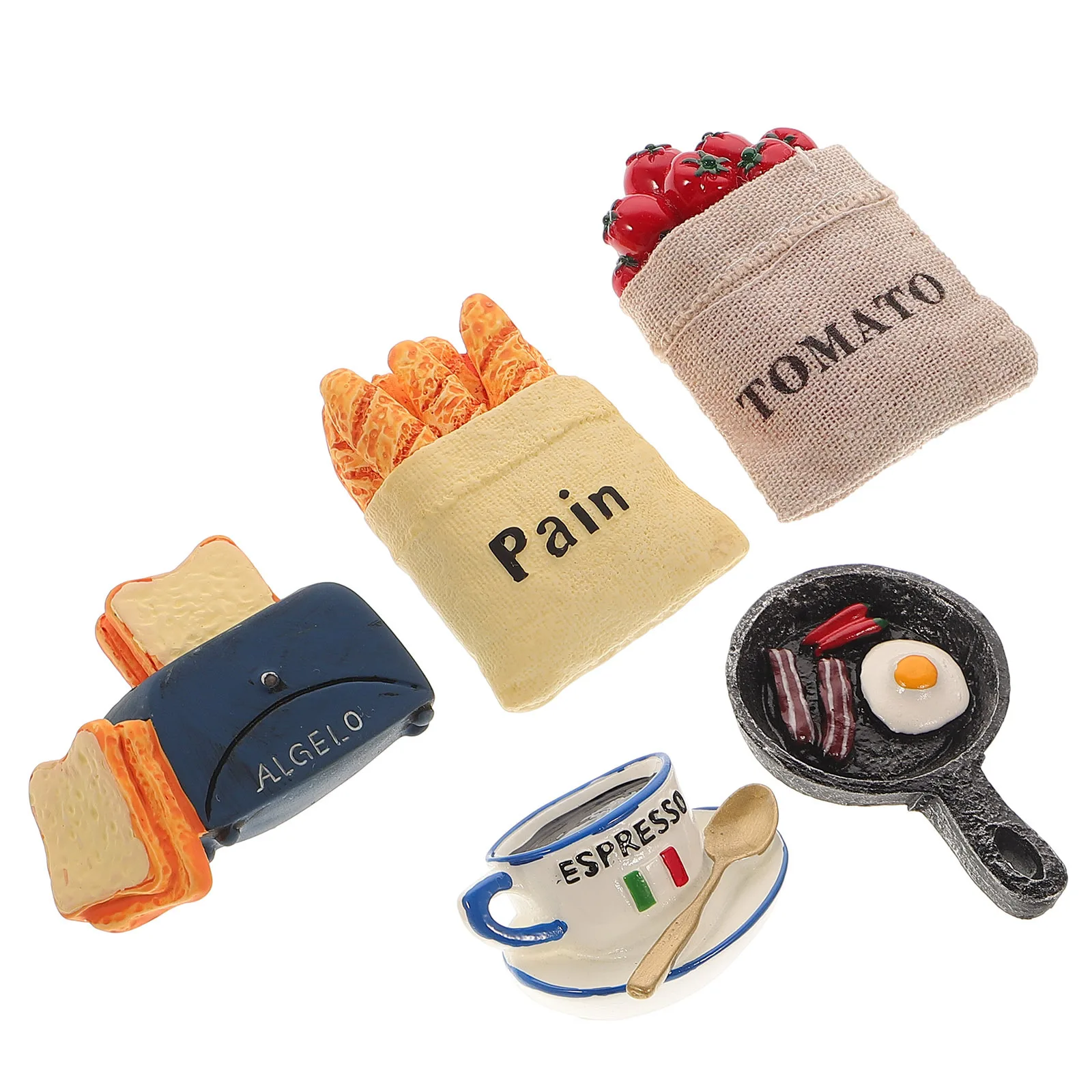 

5pcs Fridge Magnets Cute Tomato Bread Maker Coffee Shape Decorative Magnetic Clips For Refrigerator Whiteboard Locker Cabinet