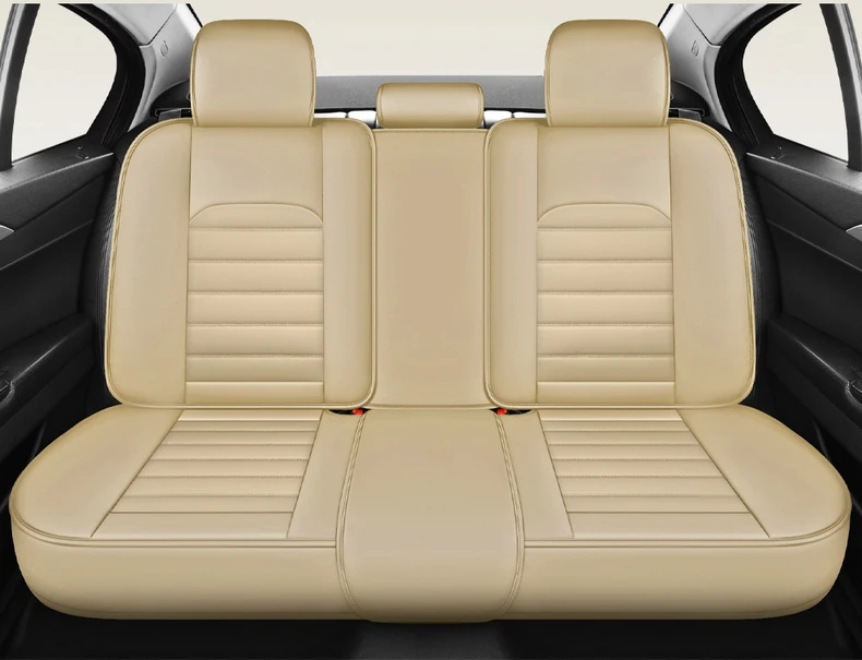 5-Sitzer Universeller Autositzbezug, Neues Nappa-Leder Eisseide mit Fester Lendenwirbelstütze, Ganzjährig Universal, Passend für die Meisten Autos – Detail 25