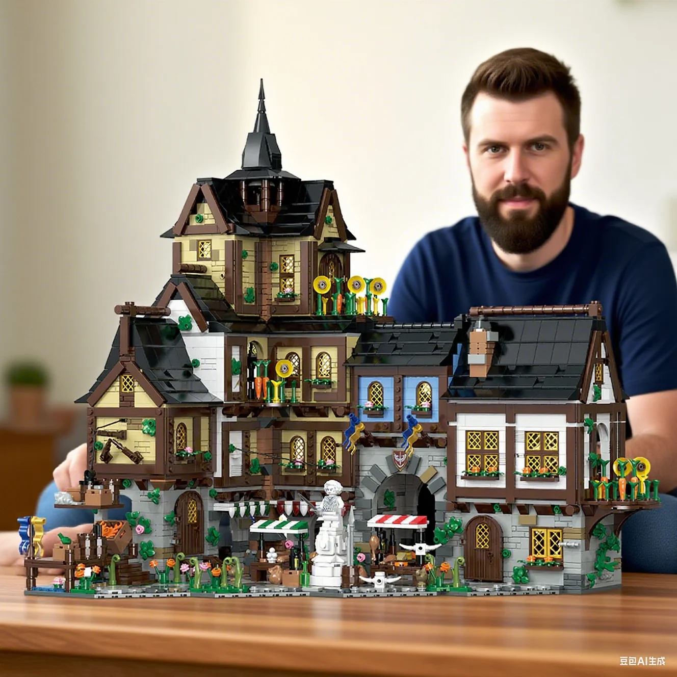 3867Teile MOC Mittelalterlichen Europäischen Städte Architecture Häuser Bausteine Modell Bausatz, StreetView Stadt Architektur Modell Montage Spielzeug Erwachsene Kinder Sammlung Geschenk