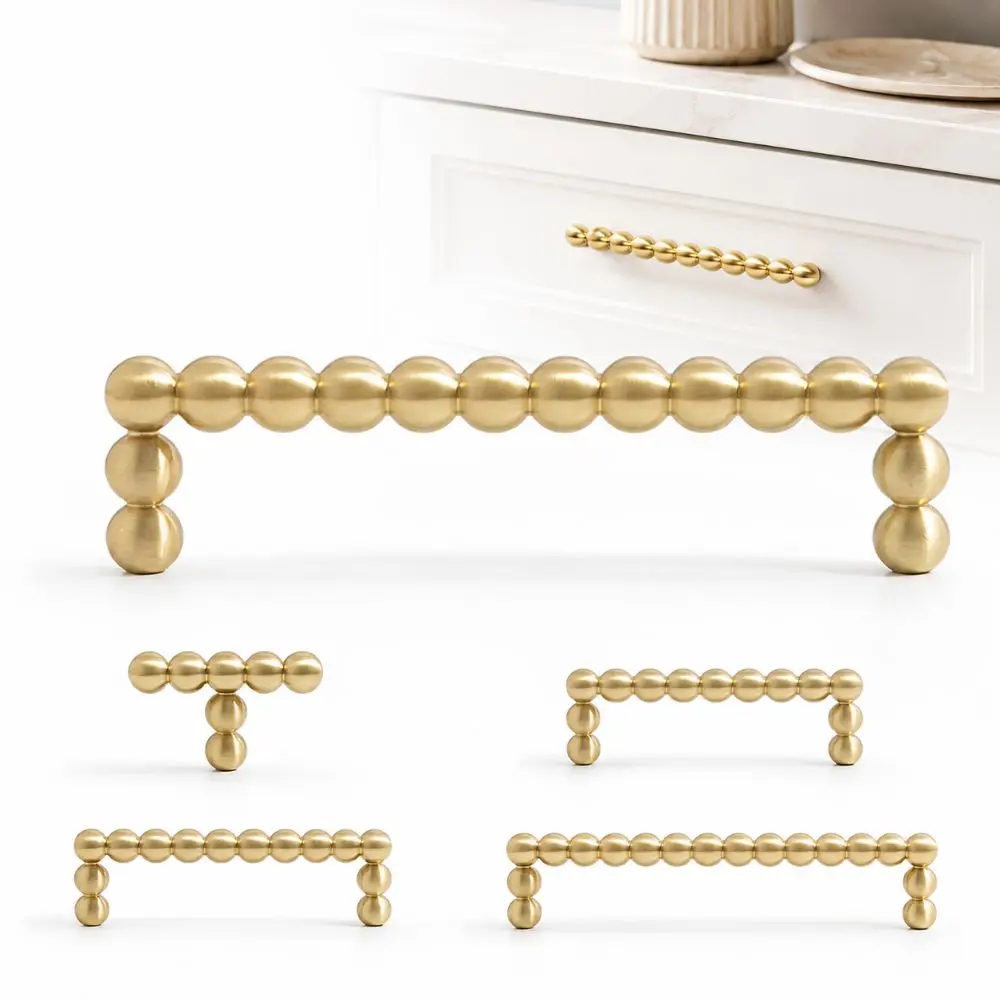 French Hardware Handle Small Round Ball Solid Brass Wardrobe Door Handles Light Luxury Solid Color Cabinet Drawer Knobs