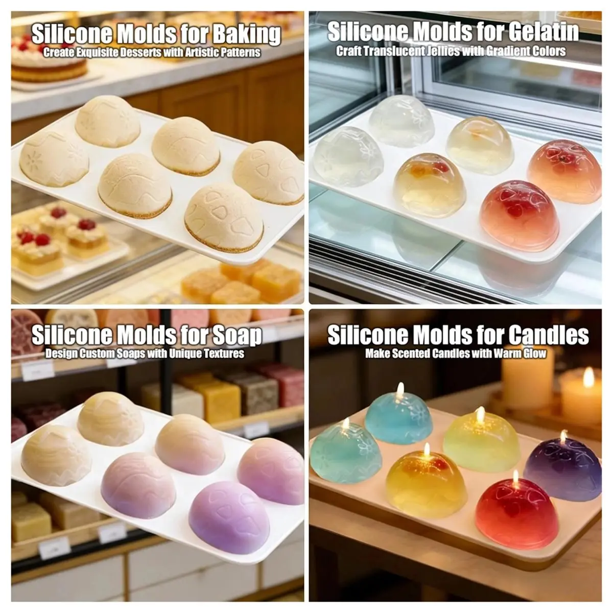 2Packs Silicone Easter Chocolate Molds 6-Cavity Egg-Shaped - Reusable Candy Mold for Mousse Cake, Chocolate, Pudding