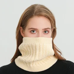 2024 Women Men Knitted Neck Scarves Winter Warm Thick Fleece Inside Wool Collar Ring Scarf Elastic Knit Scarf Snood Neckerchief