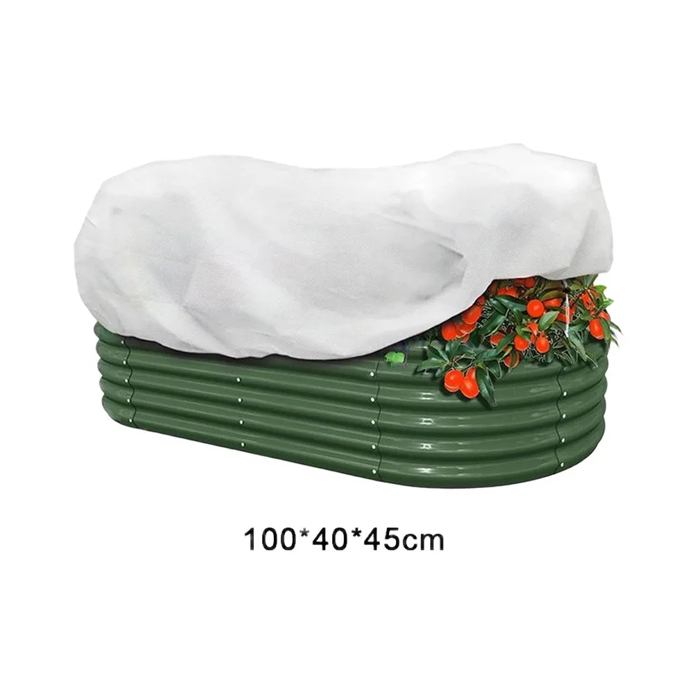 1. 1pc Drawstring Plant Frost Protection Cover Non‑woven Fabric Rectangular Raised Bed Plant Cover Reusable Snow Resistant Warm