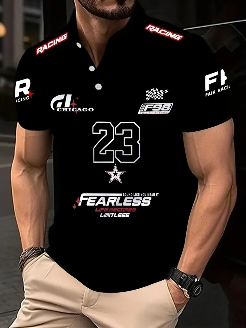 2026 Summer New Style Men's Short-Sleeved Polo Shirt with 3D Digital Printing for Street Casual Fashion Comfortable and Soft