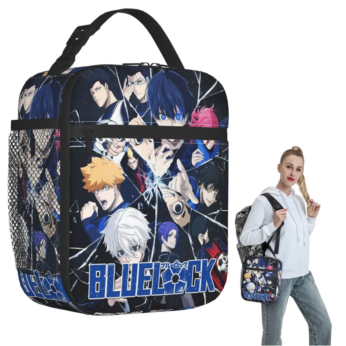 Anime Blue Locks Insulated Lunch Bag for Women Kids Leakproof Food Boxes Thermal Lunch Box Tote