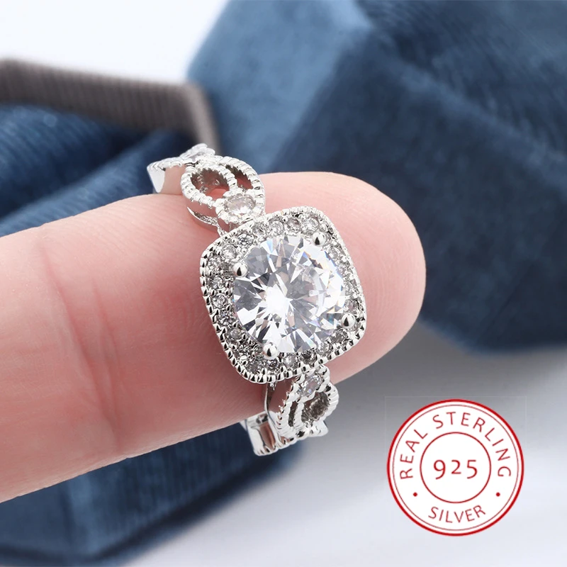 Ball flower vine gorgeous Chinese style women's simulated diamond ring proposal wedding group set with square stone carat ring