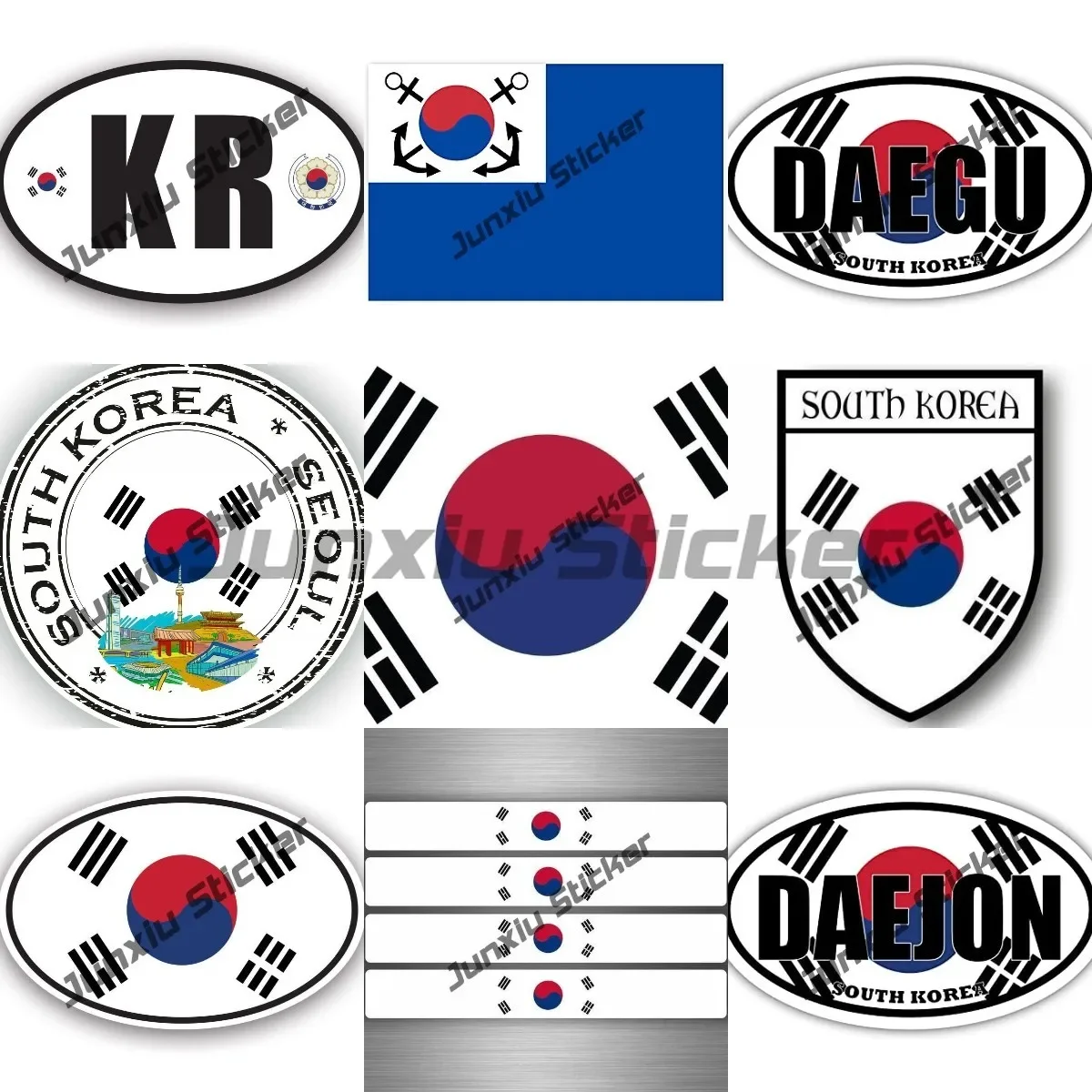 South Korea Flag Naval Jack Flag of South Korea Sticker Decal Shield City Flag World Crest South Korea Seoul Glue Sticker