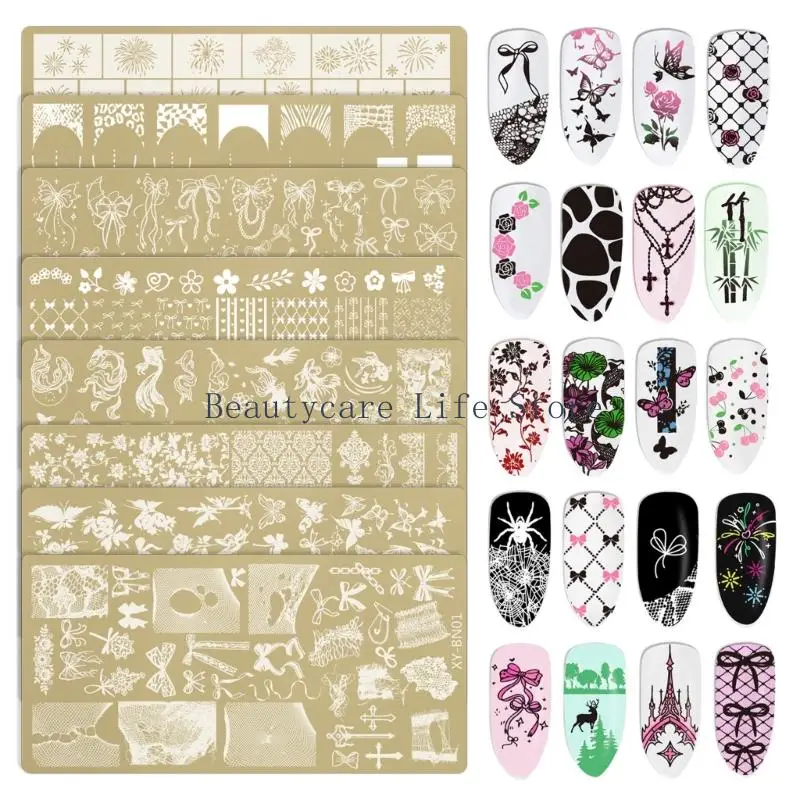 652C STENCLE PLATEN BUTTOCLY Bloemontwerpen Roestvrij staal nagel kunstaccessoire voor thuis salon manicure decors