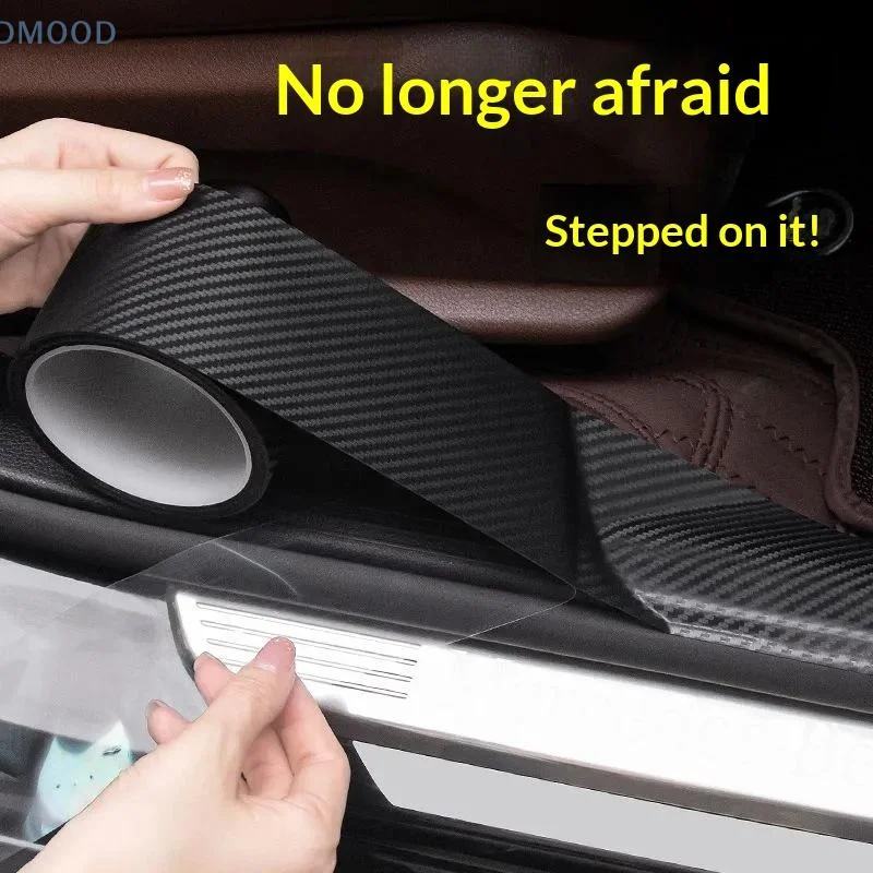 3D Clear Carbon Fiber Auto Door Edge Protector Tape Anti-Scratch Waterproof Sticker 1 Roll for Car Exterior Bumper Protection