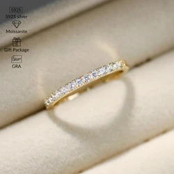 1.3-2.0mm Moissanite Ring for Women Sparkling Wedding Eternity Bands 100% S925 Sterling Silver Jewelry Classic Ring GRA
