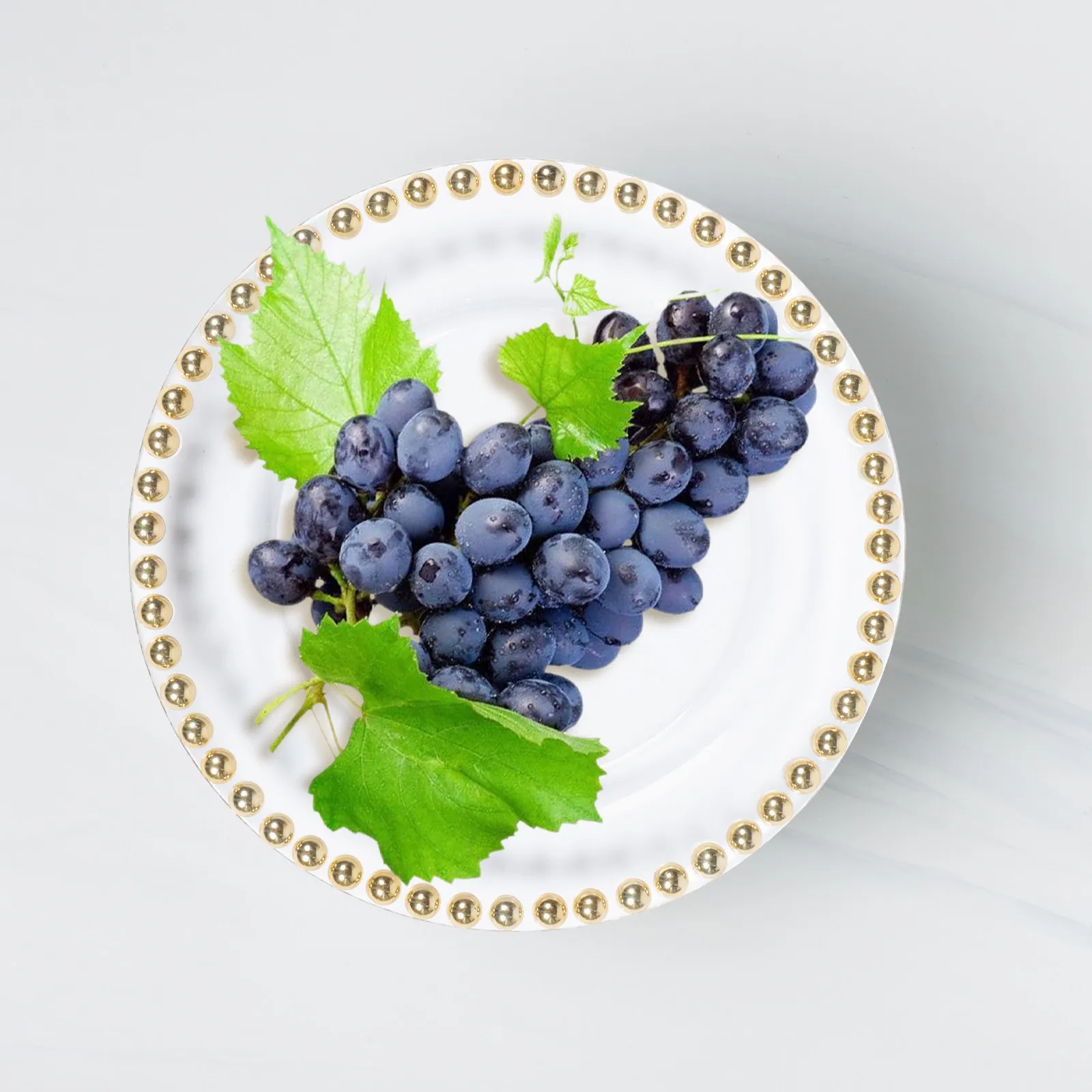 Gold-Trimmed Glass Steak Serving Plate – Elegant Multi-Function Food Dish for Home & Dining