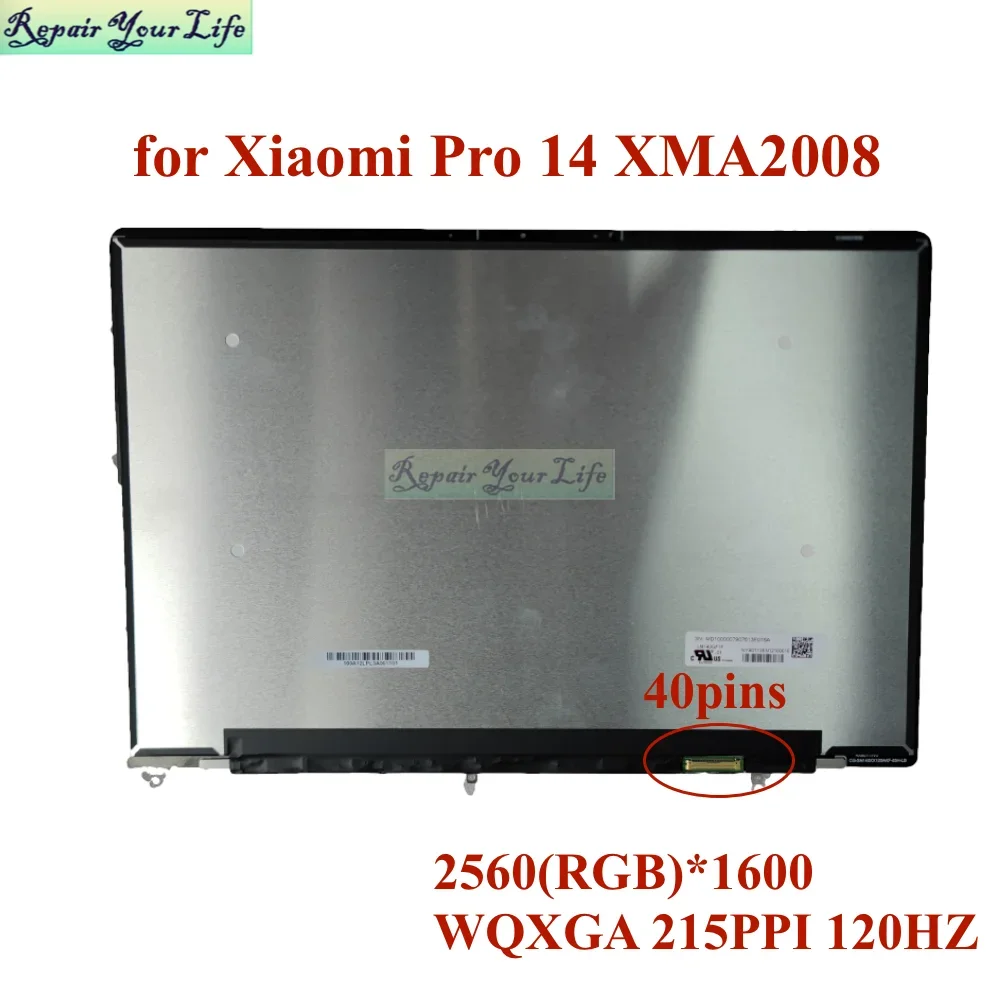 Imagem -02 - Montagem de Toque de Tela Lcd para Notebook Xiaomi Pro 14 Matrix 40pin Xma2008-al ad ec b Lm140gf1f01