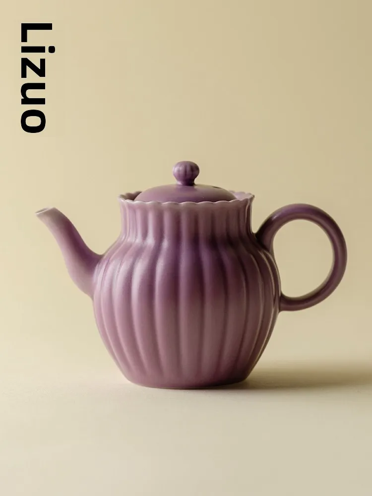 

Handmade Ceramic Tea Pot High End Originate Mine Monochrome Glaze Wild Chrysanthemum Purple Gongfu Tea Set New Chinese Style